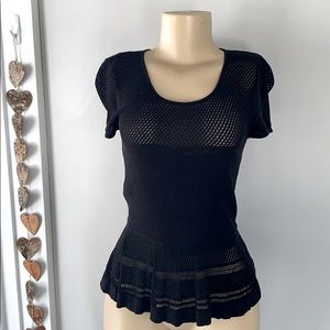 BCBG Silk see-through peplum top